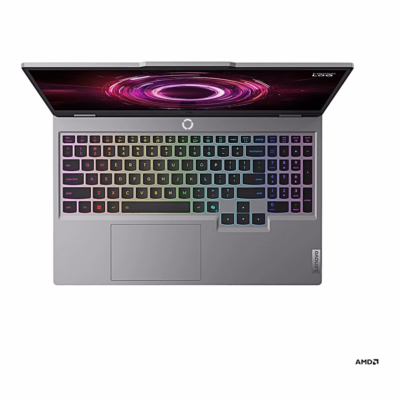 Lenovo LOQ 15AHP10 sülearvuti klaviatuur ja puuteplaat pealtvaates