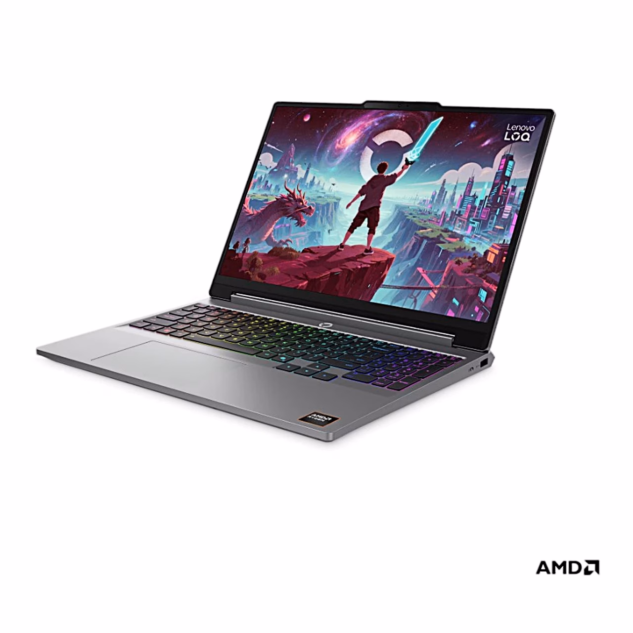 Laptop Lenovo LOQ 15AHP11 avatuna, vaade paremalt nurga alt