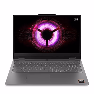 Lenovo LOQ Essential 15ARP11 mänguri sülearvuti eestvaade avatud ekraaniga