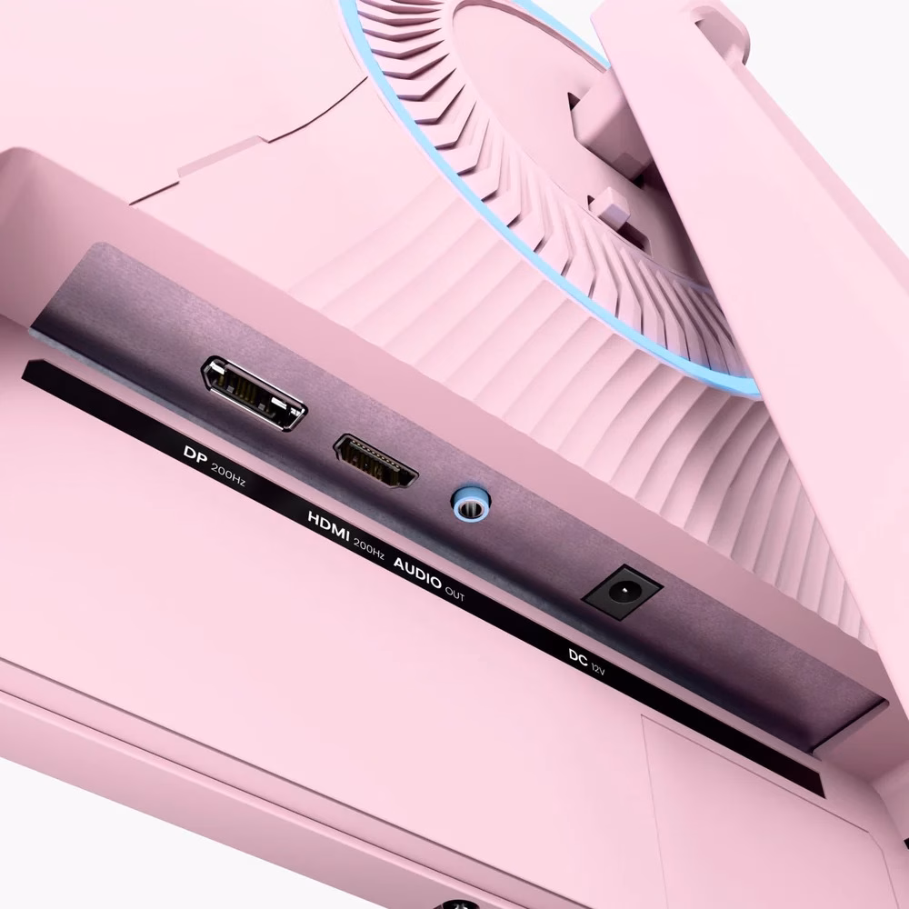 Arozzi Nova pesad lähivaates: DisplayPort, HDMI, heliväljund ja toitepesa