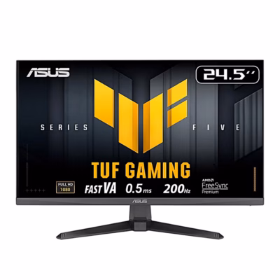 Mängurimonitor ASUS TUF Gaming VG257Q5A alusel, esivaade TUF Gamingu logoga ekraanil