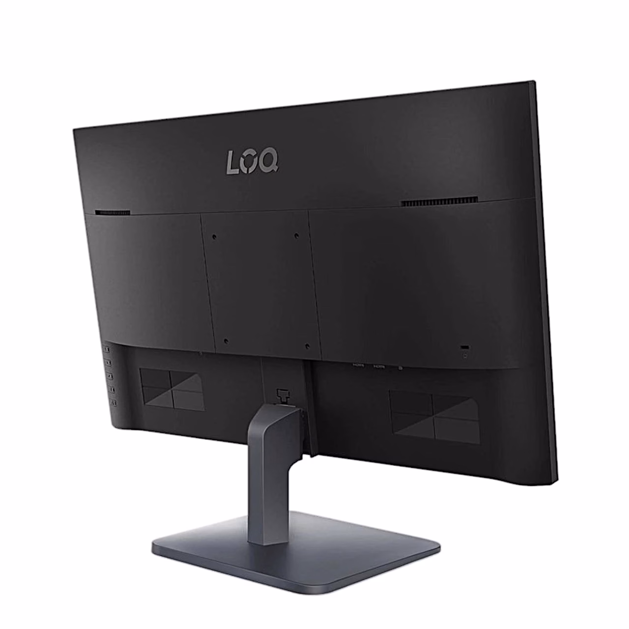 Lenovo LOQ 24-10 monitori tagakülg vasakult nurgast koos jala ja alusega