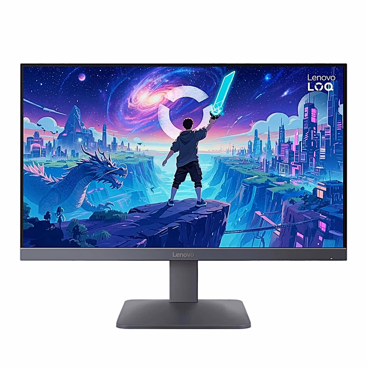 Lenovo LOQ 24-10 mängumonitor eestvaates, kitsas raam kolmel küljel