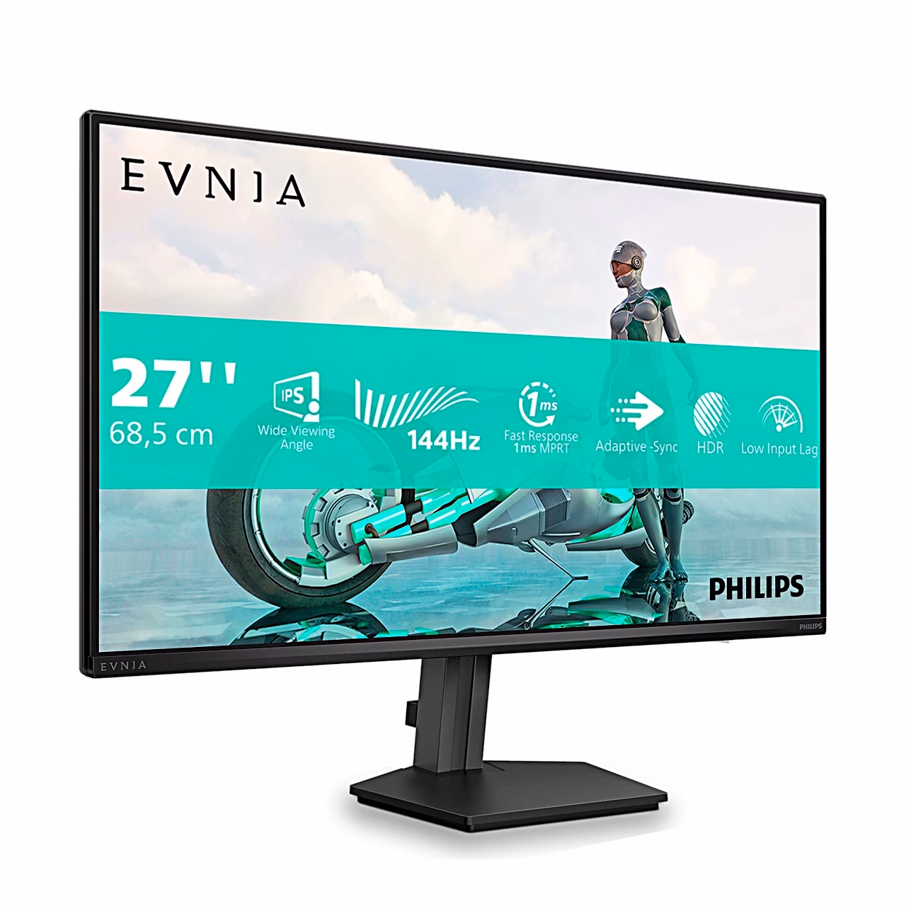 Philips Evnia 27M2N3200NF ekraanil 27-tollise diagonaali ja IPS ikoonid