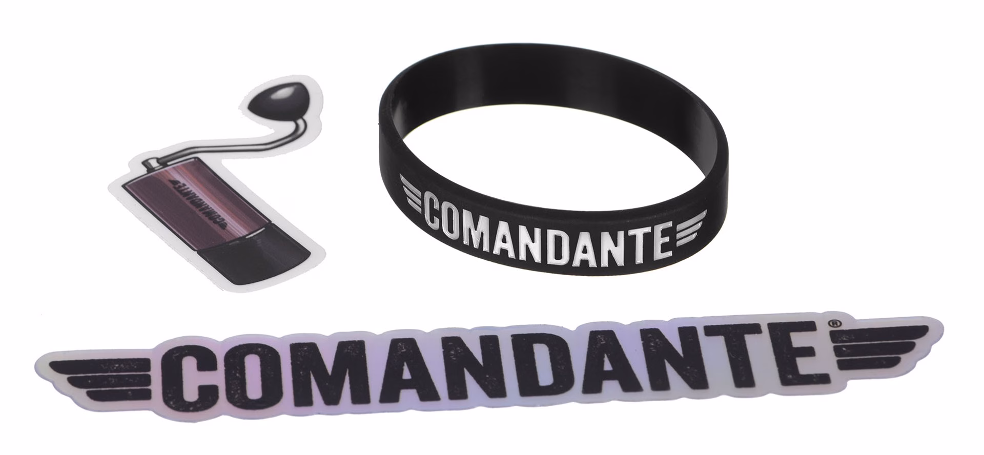 Kohviveski Comandante C40 MK4 randmepael, kõrval logokleebised