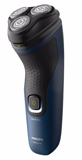 Märg- ja kuivpardel Philips S1151/00 eestvaates, sinine korpus