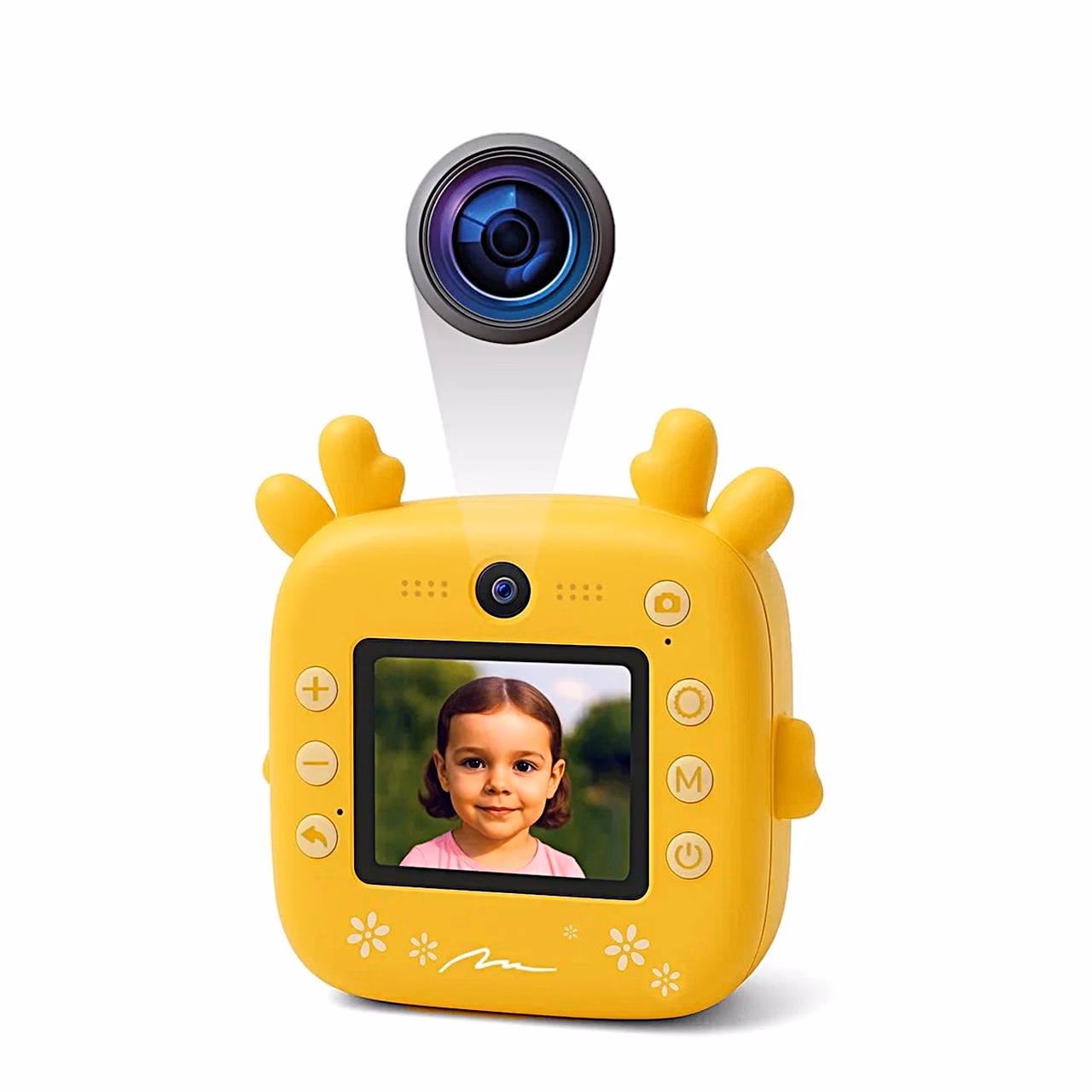 Media-Tech SNAPI MT4108 8MP kollane laste digitaalne kaamera termo printeriga, 2.4" LCD-ekraan, microSD tugi, 110 × 45 × 99 mm, 1000 mAh aku