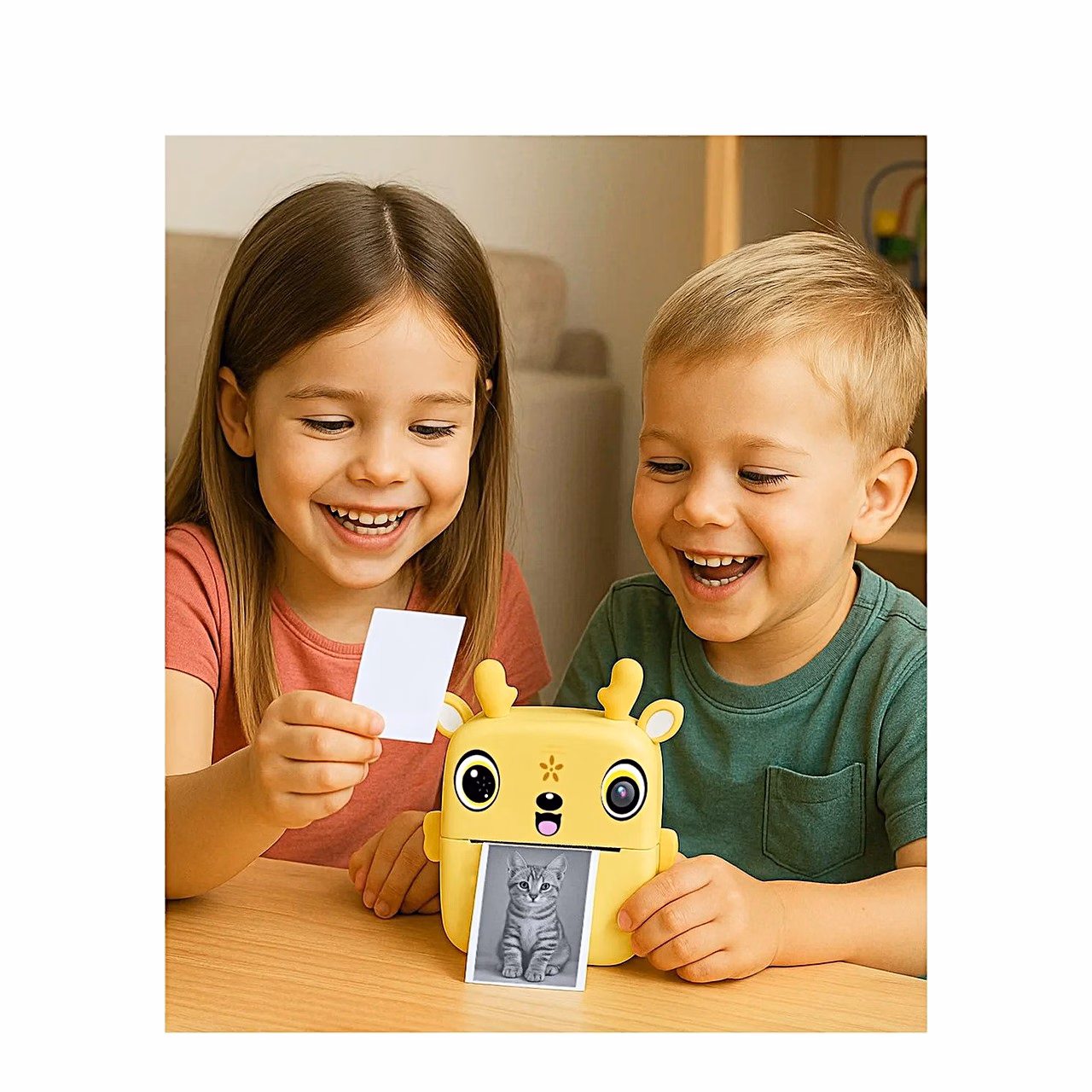 Media-Tech SNAPI MT4108 8MP kollane laste digitaalne kaamera termo printeriga, 2.4" LCD-ekraan, microSD tugi, 110 × 45 × 99 mm, 1000 mAh aku