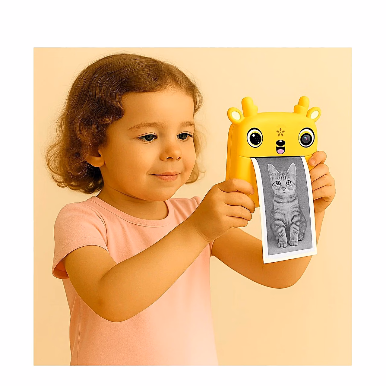 Media-Tech SNAPI MT4108 8MP kollane laste digitaalne kaamera termo printeriga, 2.4" LCD-ekraan, microSD tugi, 110 × 45 × 99 mm, 1000 mAh aku
