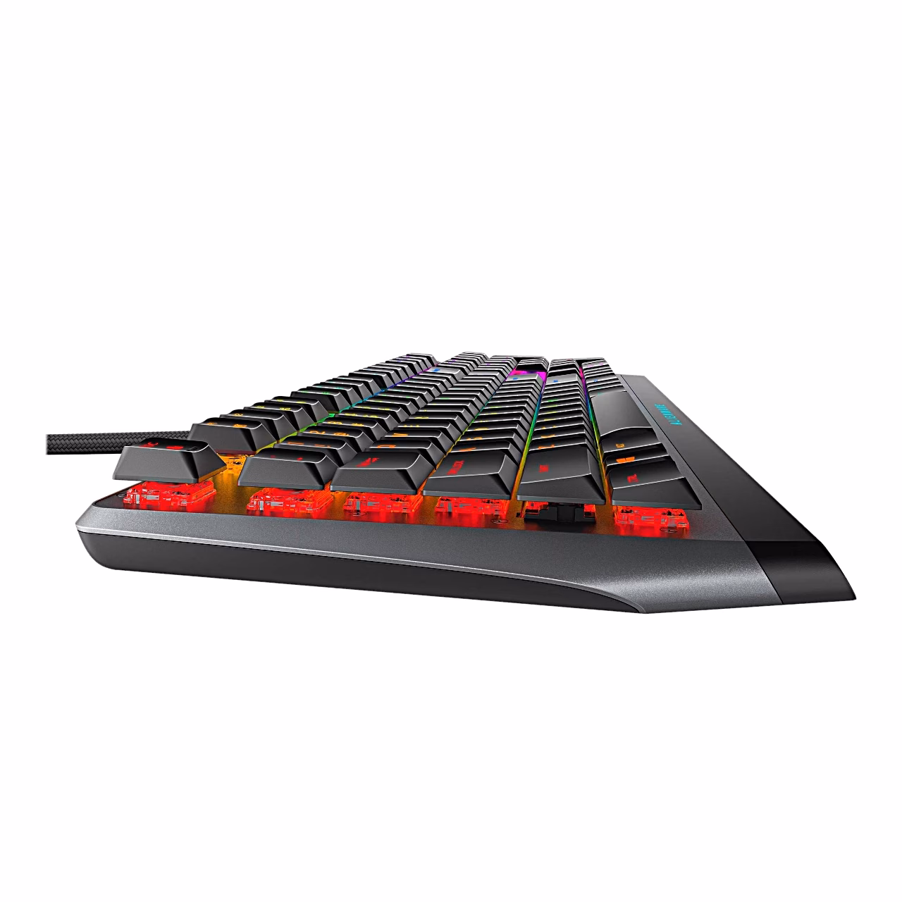Alienware AW510K klaviatuur eestvaates madala nurga alt punase valgusega