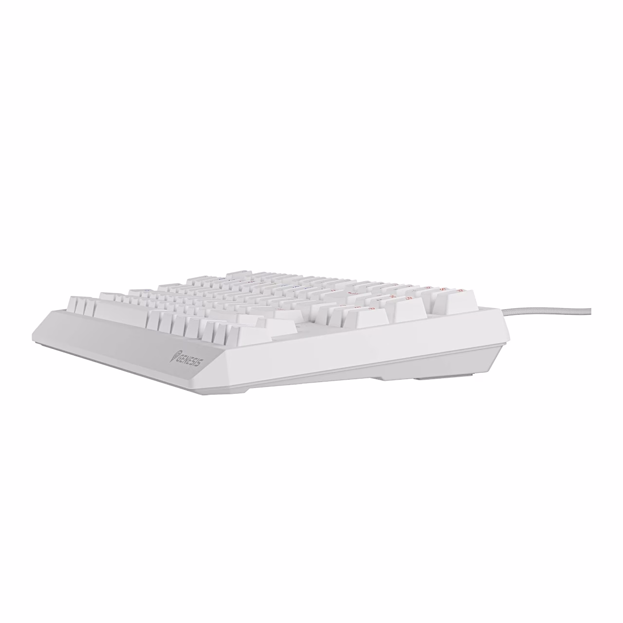 Valge Genesis Thor 230 TKL külje pealt koos punutud kaabliga