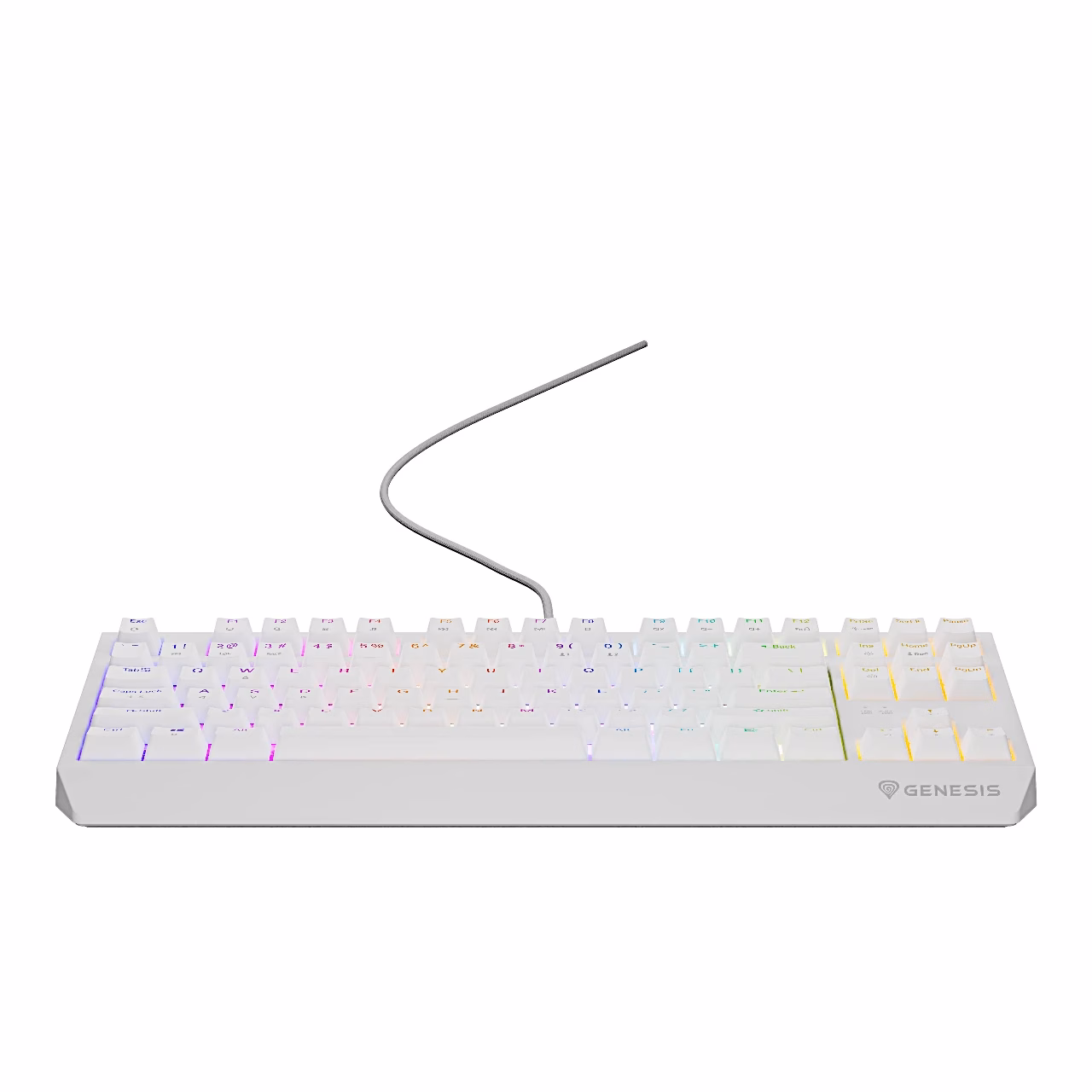 Genesis Thor 230 TKL eestvaates, valged klahvid ja värviline valgus