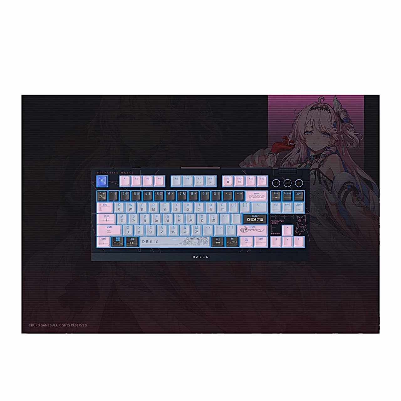 Razer BlackWidow V4 TKL HyperSpeed Wuthering Waves tegelase taustal eestvaates