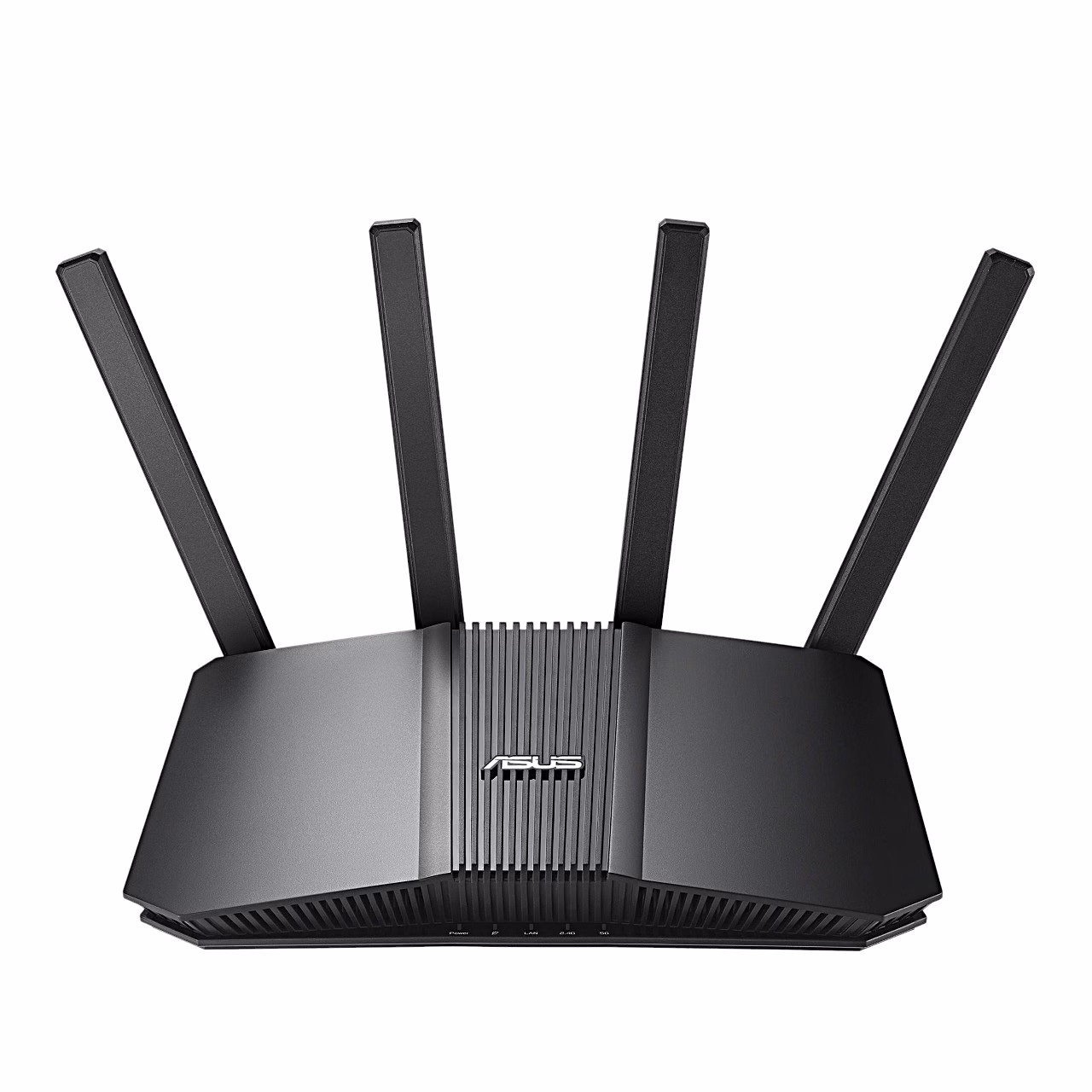 ASUS RT-BE58U esikülg otse eest, keskel logo ja antennid üleval