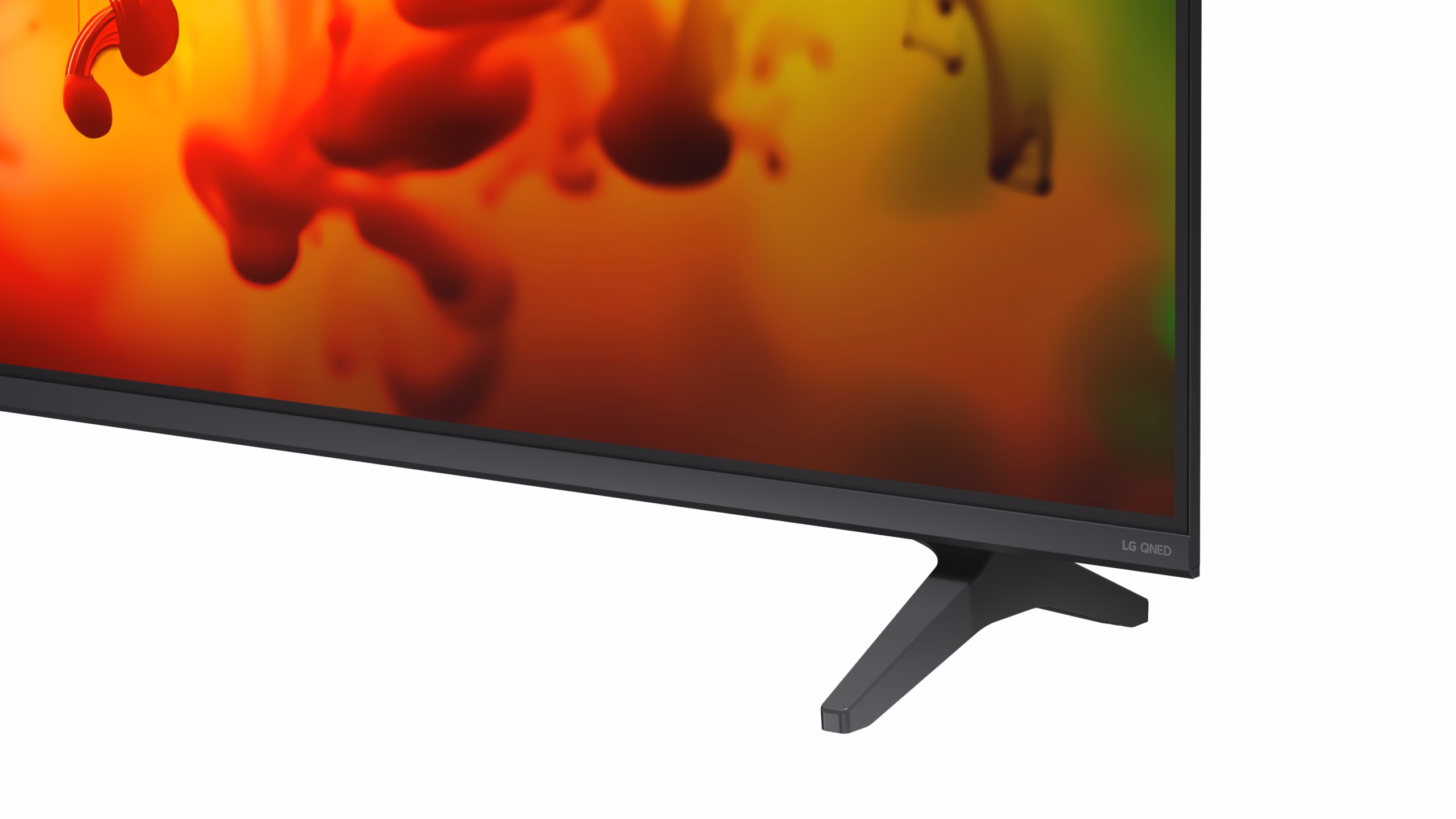 LG 65QNED70B3C jala ja alumise raami lähivaade