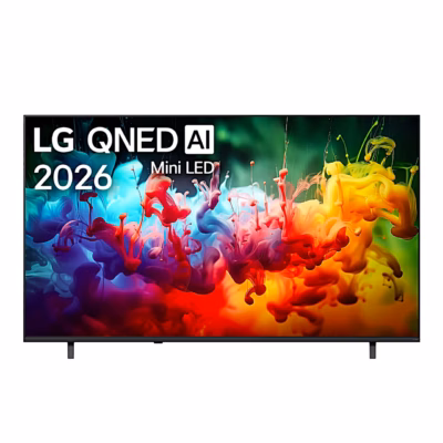 LG 75QNED70B3A Mini LED teler eestvaates QNED AI 2026 kirjaga