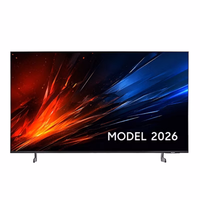 Samsung QE55QN74HAUXXH Mini LED teleri esivaade jalgadel värvilise taustapildiga
