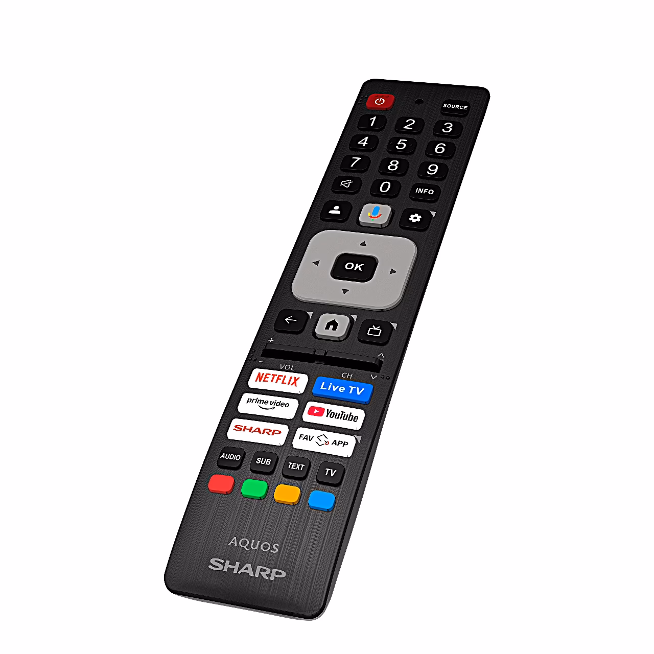 Sharp 55JP7265E teleri kaugjuhtimispult Netflixi, YouTube'i ja Prime Video nuppudega
