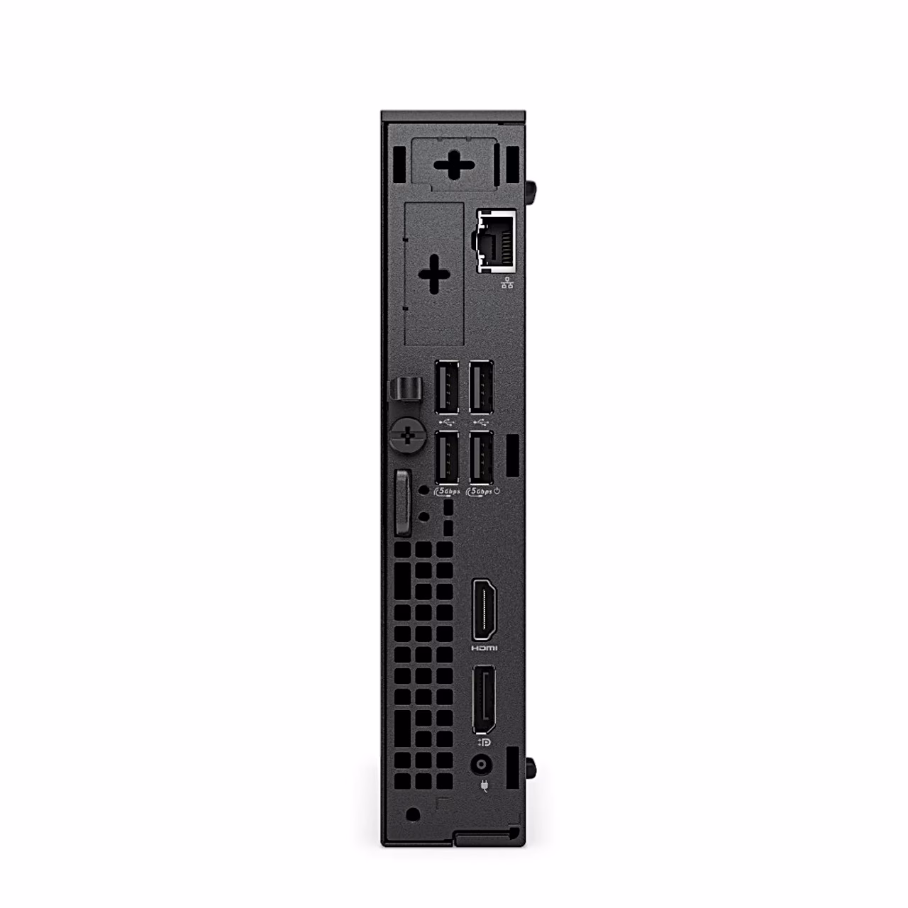 Dell Pro QCM1250 miniarvuti tagapaneel USB-, HDMI-, DisplayPorti- ja võrgupordiga
