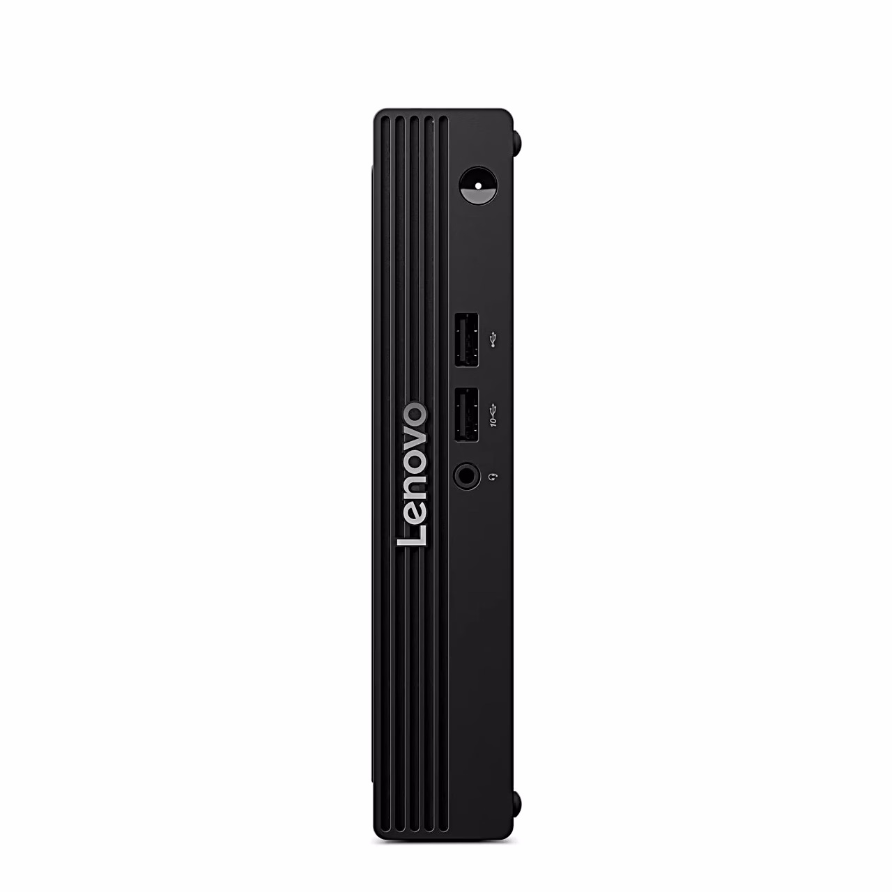 Lenovo V105q esikülg kahe USB-A pesa, helipesa ja toitenupuga