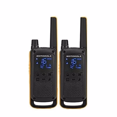 Motorola Talkabout T82 Extreme MOTO82E 2 tk 16-kanaliline must/oranž IPX4 PMR-käsiraadiokomplekt 10 km ulatusega