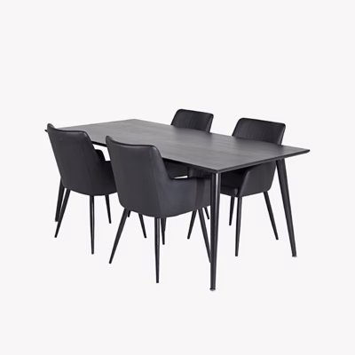 Must söögitoakomplekt Dipp – laud 180x90cm ja Comfort toolid (PU kattega), GR24029