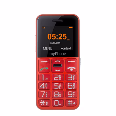 myPhone Halo Easy punane esikülg ekraani ja klaviatuuriga