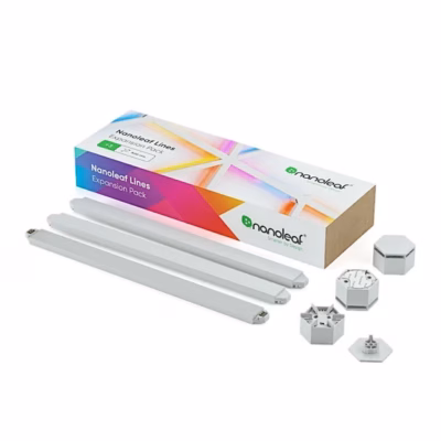 Nanoleaf Lines laienduskomplekti karp, kolm valgusliistu ja kuusnurksed liitmikud