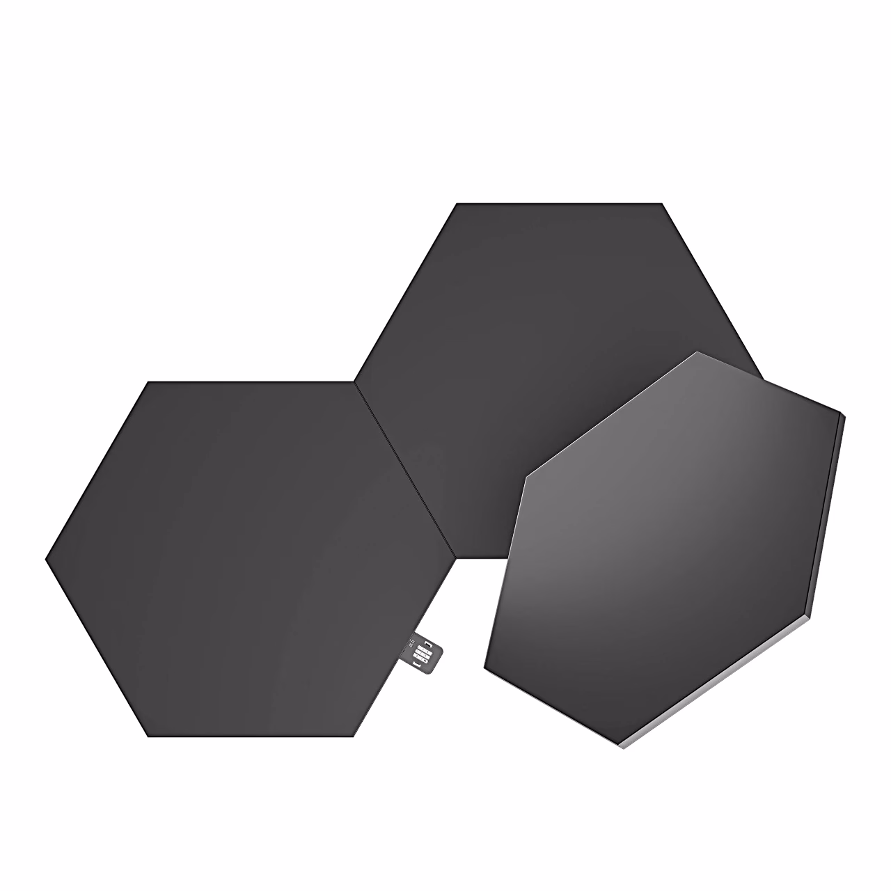 Nanoleaf Shapes Black Hexagons paneelid viltu, nähtav ühendusliides