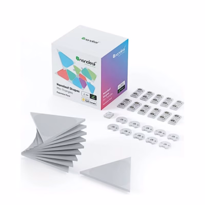 Nanoleaf Shapes Mini Triangles laienduskomplekti karp, valged minipaneelid ja ühenduslülid