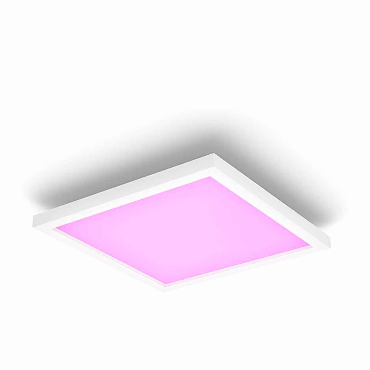 Philips Hue Surimu Square Small nutikas valguspaneel lilla valgusega altpoolt vaadatuna