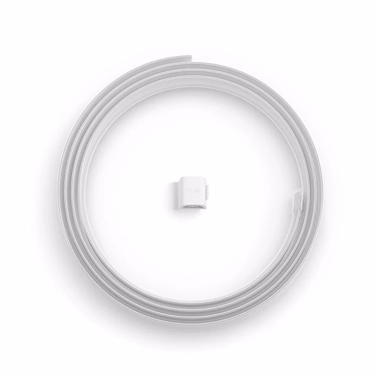 Kokkurullitud Philips Hue Flux 2 m valgusriba pikendus ja selle ühendusotsik