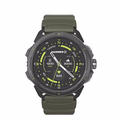 HAMMER Watch 2 Military Edition väiksemalt eestvaates rohelise rihmaga