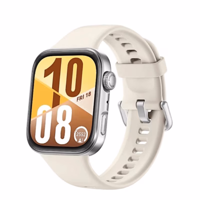 Nutikell HUAWEI WATCH FIT 4 valge rihmaga, vaade paremalt nurga alt
