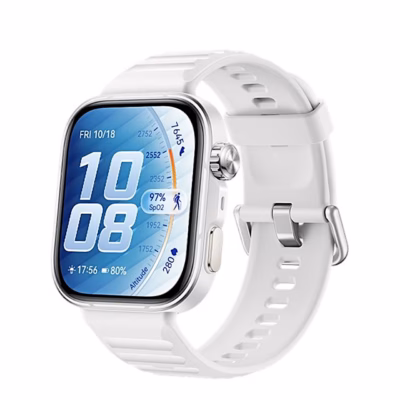 Nutikell HUAWEI WATCH FIT 5 Pro valge rihmaga, vaade paremalt nurga alt
