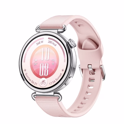 Spordikell HUAWEI WATCH GT 7 41 mm roosa rihmaga, vaade viltu paremalt