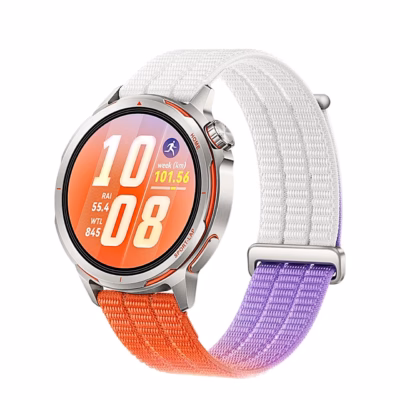 Nutikell HUAWEI WATCH GT Runner 2 oranži kootud rihmaga, vaade nurga alt