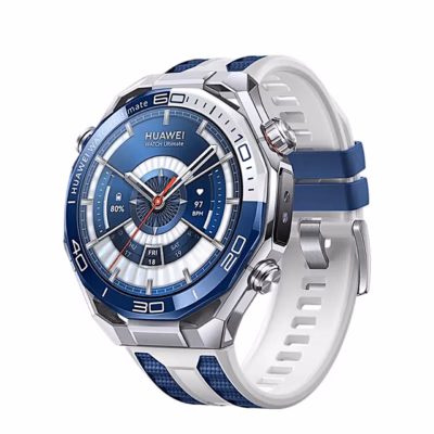 Nutikell HUAWEI WATCH Ultimate 2 sinise ja valge rihmaga, vaade nurga alt