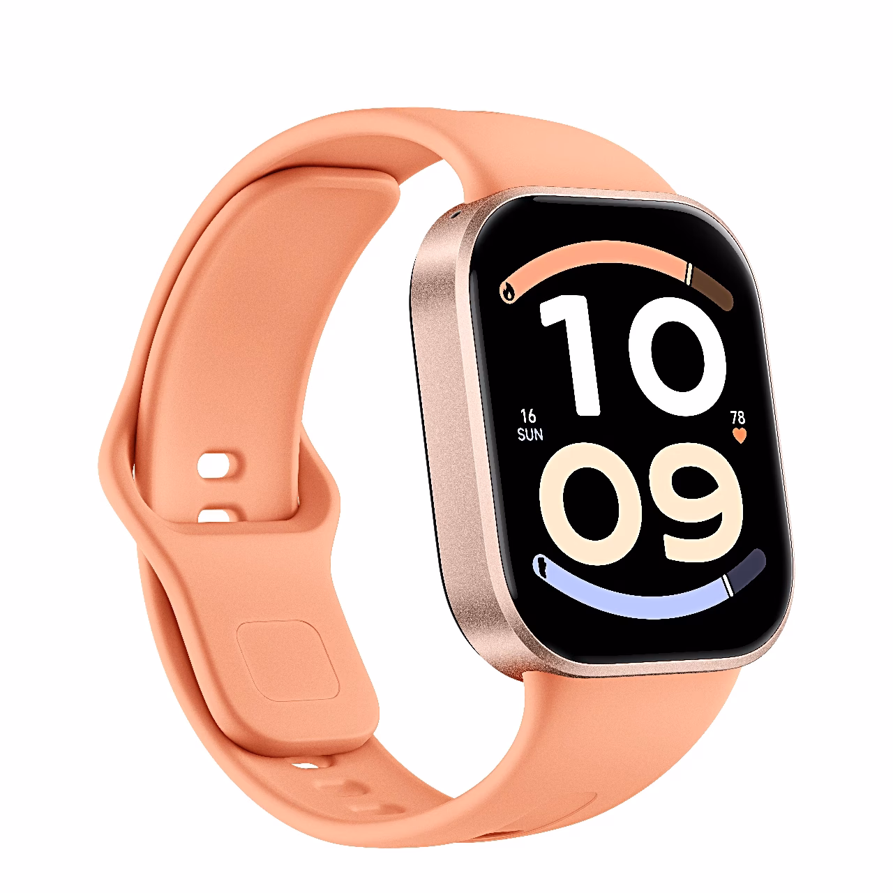 REDMI Watch 6 Active roosakuldne korpus ja oranž rihm, vaade vasakult