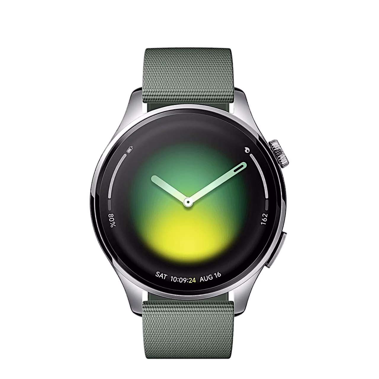 Xiaomi Watch 5 roheline nutikell eestvaates, väiksem tervikvaade koos rihmaga