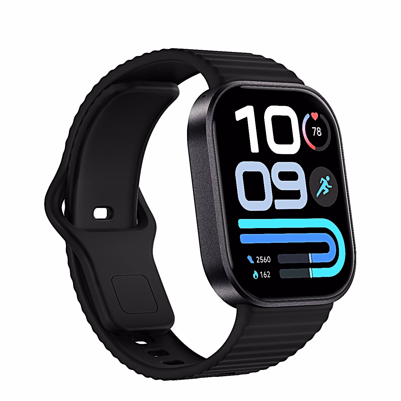 Xiaomi Watch 6 Lite AMOLED-ekraan ja must rihm, vaade vasakult