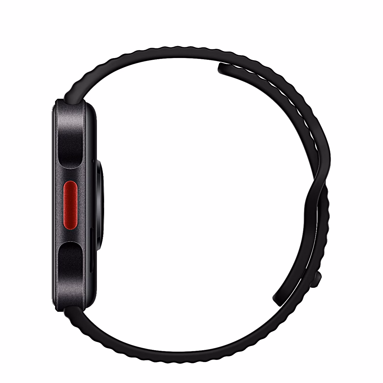 Xiaomi Watch 6 Lite küljevaade, punane juhtnupp korpusel