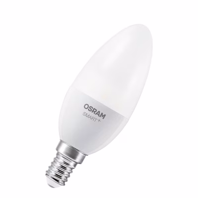 Osram SMART+ MATTER Classic B40 nutipirn E14-sokliga, valge küünlakujuline kolb külgvaates