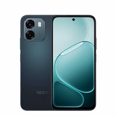 Must nutitelefon OPPO A6 4G eest ja tagant, kahe kaameraga moodul