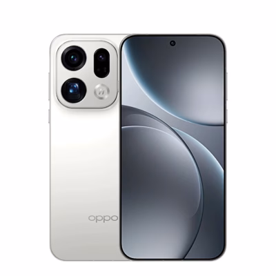 Valge OPPO Find X9 Pro nutitelefon esi- ja tagaküljelt koos kaameraplokiga