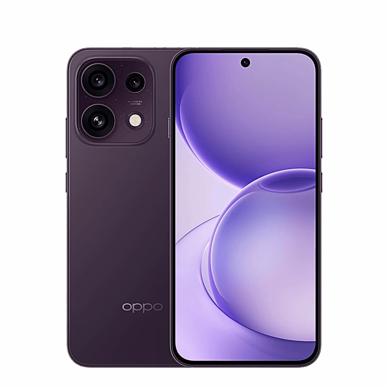 Tumelilla nutitelefon OPPO Reno16 FS tagant kolme kaameraga ja eest ekraaniga