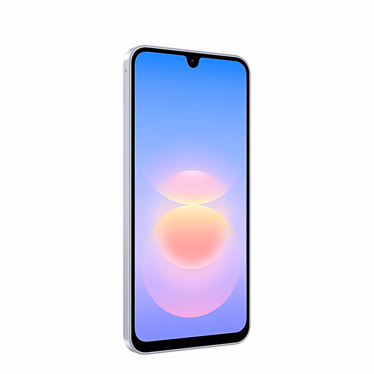 Samsung Galaxy A18 ekraan paremalt nurga alt koos hõbedase raamiga