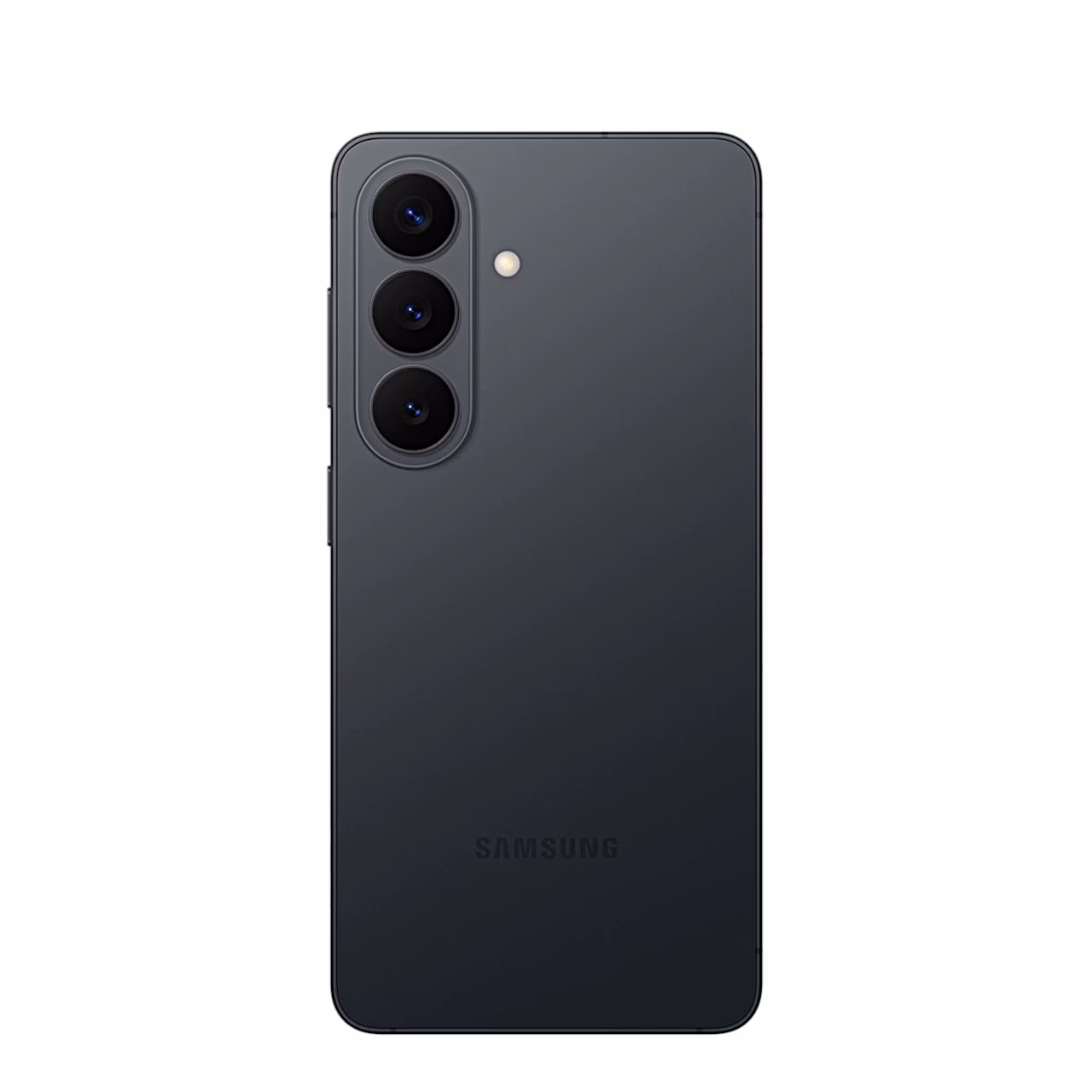Samsung Galaxy S26 must tagakülg kolme kaameraga otsevaates