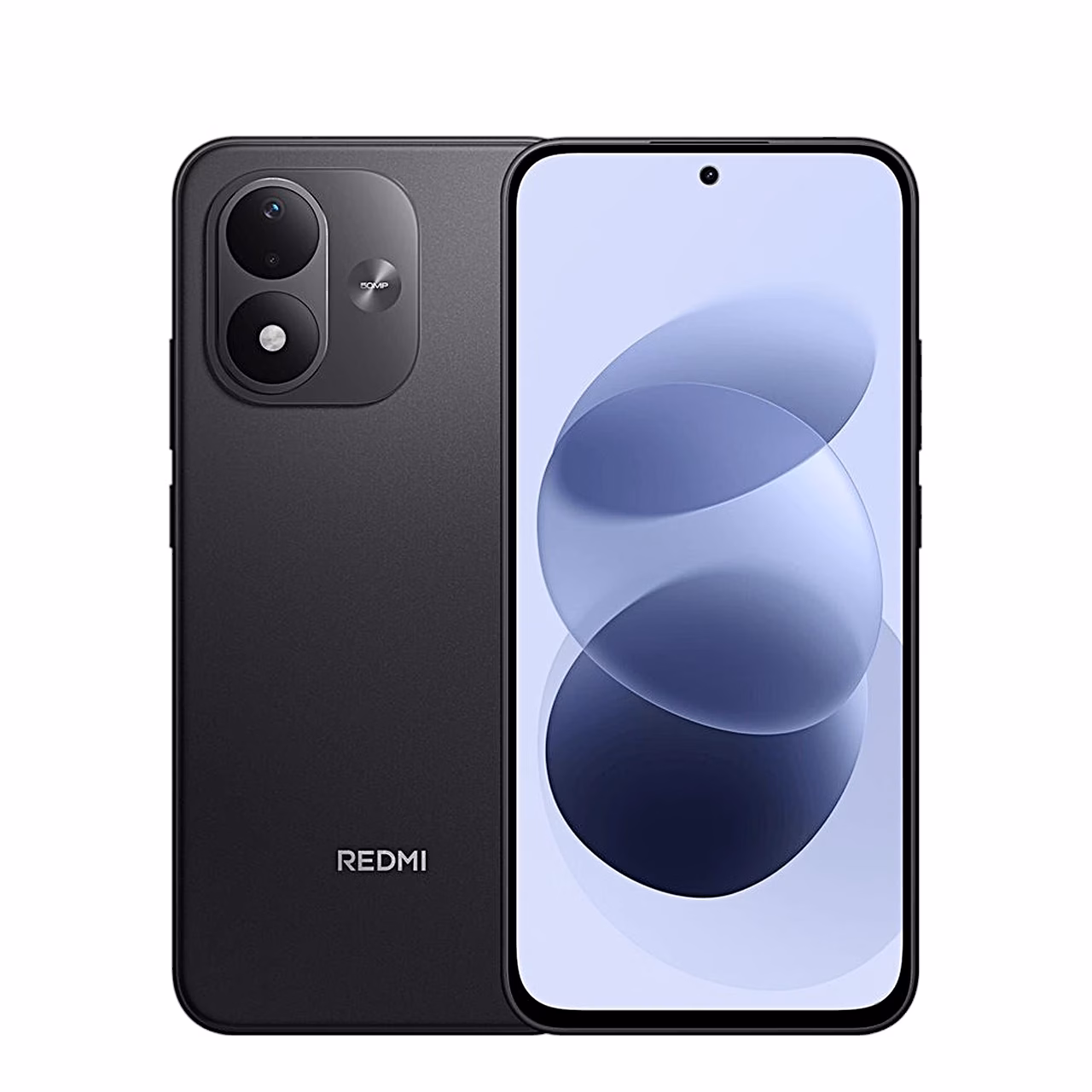 Nutitelefon Xiaomi Redmi Note 17, must, esi- ja tagakülg kõrvuti
