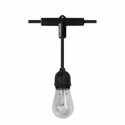 Osram SMART+ välisvalguskett, must pirnihoidja läbipaistva pirniga lähivaates